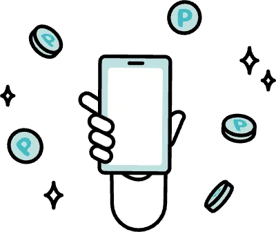 ポイントをスマホで貯めるイラスト
