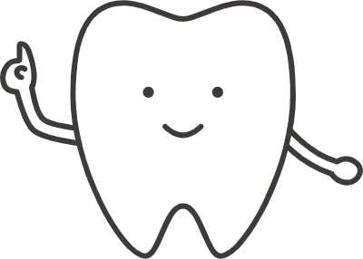 指さしをする歯のキャラクター