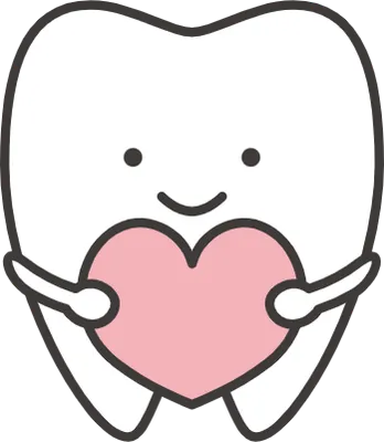 ハートマークを持つ歯のキャラクター