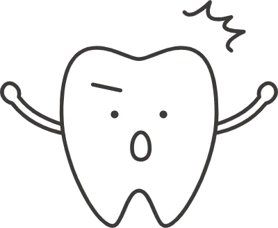 驚いた顔の歯のキャラクター