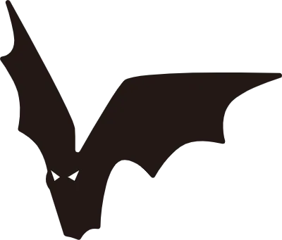 飛んでいるコウモリのシルエットイラスト