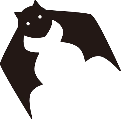 飛んでいるコウモリのシルエットイラスト