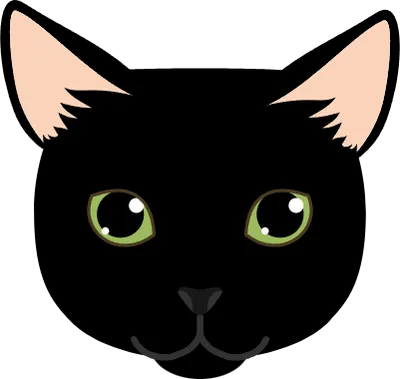 Clip art of black cat, face icon
