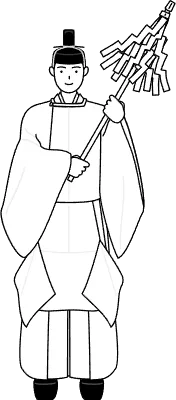 Priest of the shrine. praying