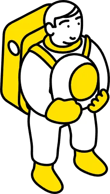 Astronaut standing holding helmet simple line drawing, isometric illustration