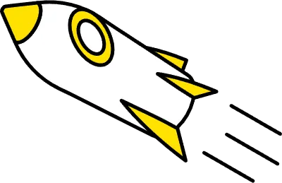 Simple line drawing of a rocket, isometric illustration