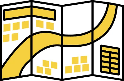 Simple line drawing icon of emergency kit, hazard map