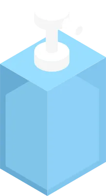 Push-type hand soap, isometric illustration