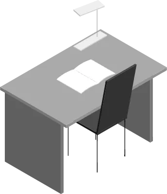 Interior study and work desks, isometric illustration