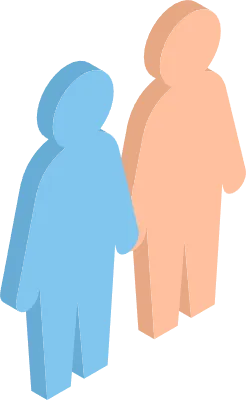 Set of male and female dolls, isometric illustration