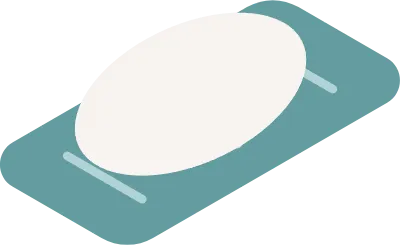 Bathing soap and soap receiver, isometric illustration