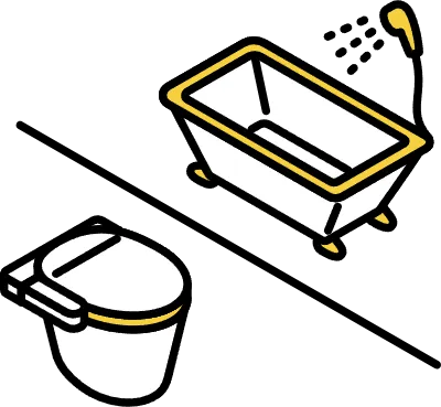 For Rent Separate bath and toilet, isometric illustration