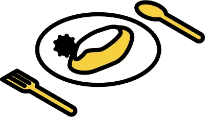 Isometric illustration of omelette and broccoli