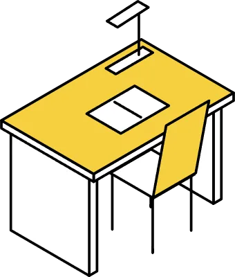 Interior study and work desks, isometric illustration