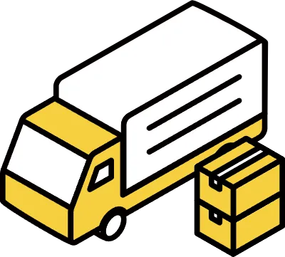 For Rent Moving truck and cardboard, isometric illustration