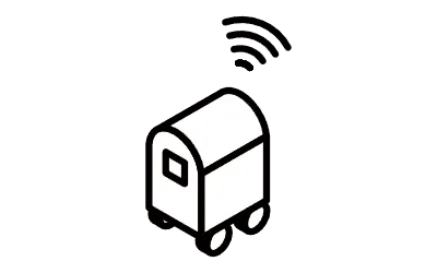 Simple isometric of a delivery robot, transportation, logistics, distribution, etc.