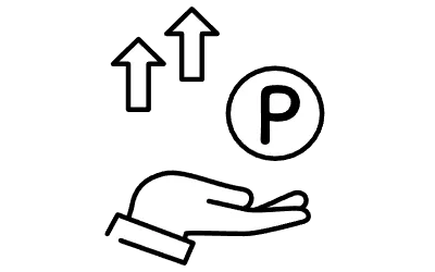 Icon with rewards points profit, simple line drawing