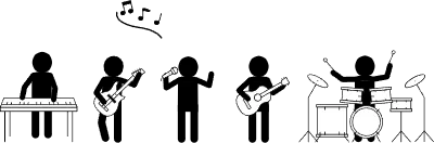 Pictogram of people playing in a band