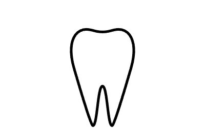 Dental image icon of healthy teeth, simple line drawing