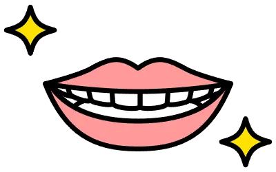 Dental Image of clean teeth, simple line drawing icon