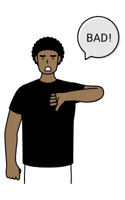 BAD gesture, Young Man with thumbs down