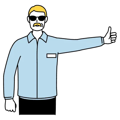 Senior man hitchhiking with thumbs up