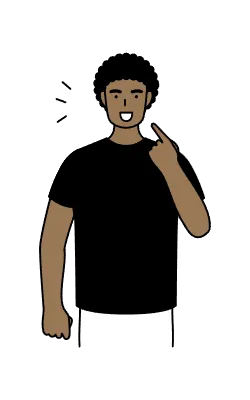 Young Man teaching pronunciation in English conversation 'pointing to his mouth'