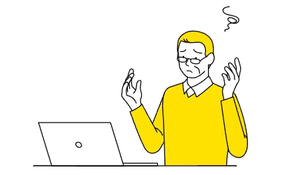 Senior male having trouble operating a computer