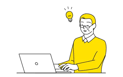 Senior male typing on laptop computer