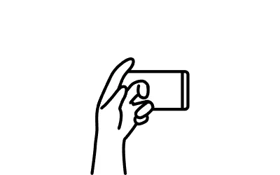 Smartphone operation, simple line drawing of two hands holding a smartphone