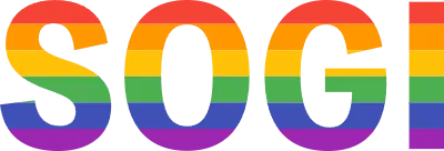 LGBT rainbow colors and SOGI logo