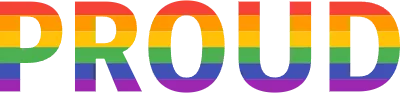 LGBT rainbow colors and proud logo