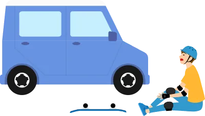 Boys who have skateboarding problems, accidents, or collisions with cars