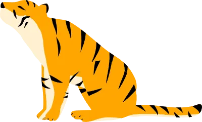 Simple tiger pose illustration, sitting