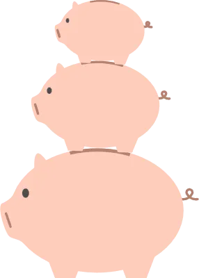 Image of savings, piggy banks piled up