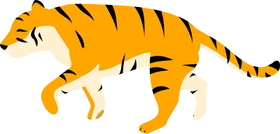 Simple tiger pose illustration, where you start walking with your left foot
