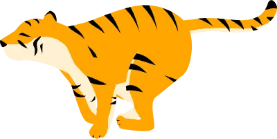 Simple tiger pose illustration, running and kicking the ground