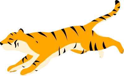 Simple tiger pose illustration, where to run and land