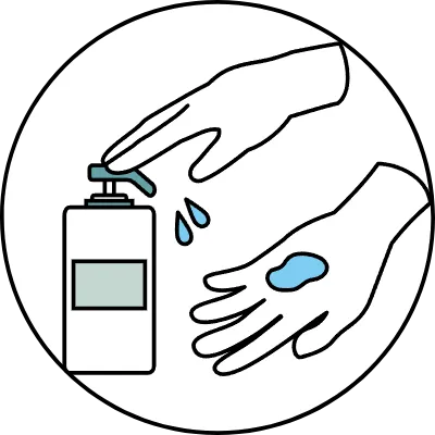 Icon for spraying alcohol disinfectant on hands --Translation Hand sanitizer