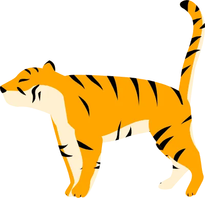 Simple tiger pose illustration, standing