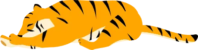 Simple tiger pose illustration, lying down and sleeping