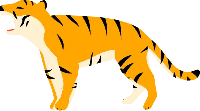 Simple tiger pose illustration, barking