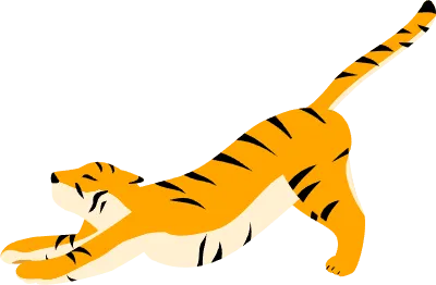 Simple tiger pose illustration, stretching