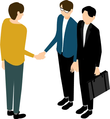 Men greeting and shaking hands, isometric