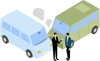 Isometric, drivers who get angry and apologize for a car crash