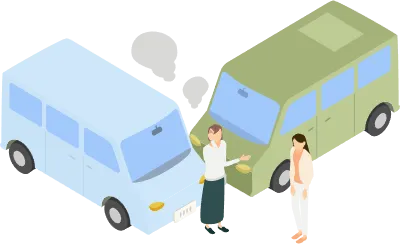 Isometric, drivers who get angry and apologize for a car crash