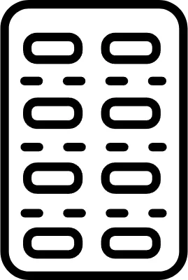 Medicine icon in a simple plastic case, black and white