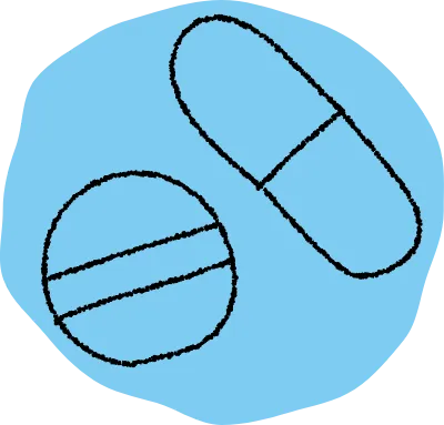 Simple capsule and pill icon, pencil writing style