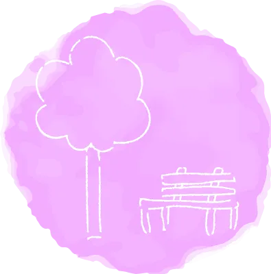 Handwritten simple icon illustration bench and wood