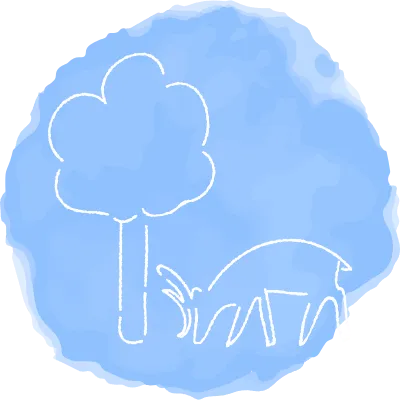 Handwritten simple icon illustration deer and tree